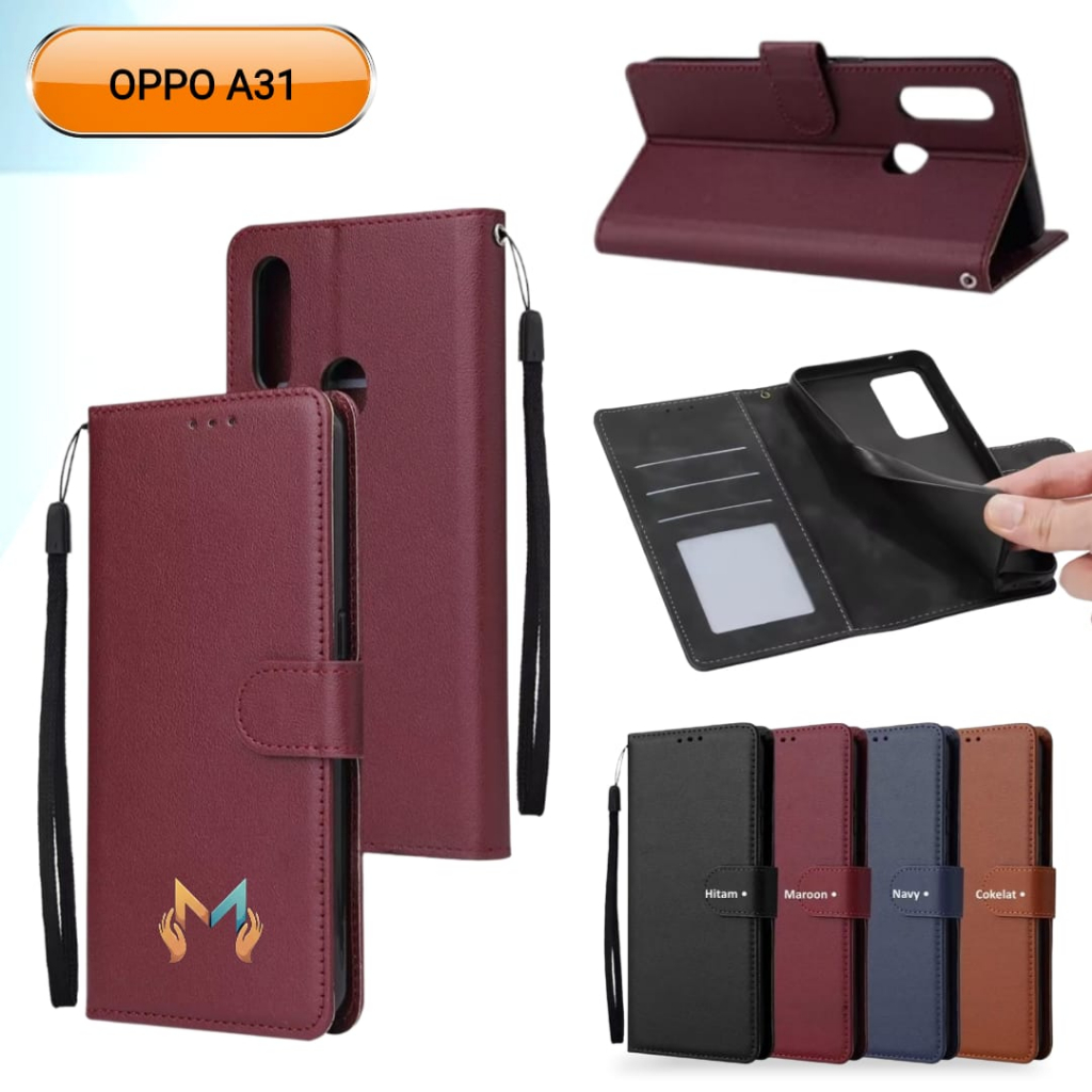Flip Case Leather OPPO A31 Casing Dompet Kulit Buka Tutup