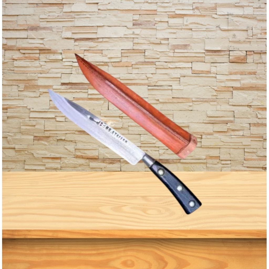 Pisau Cap Garpu + Sarung kulit Original