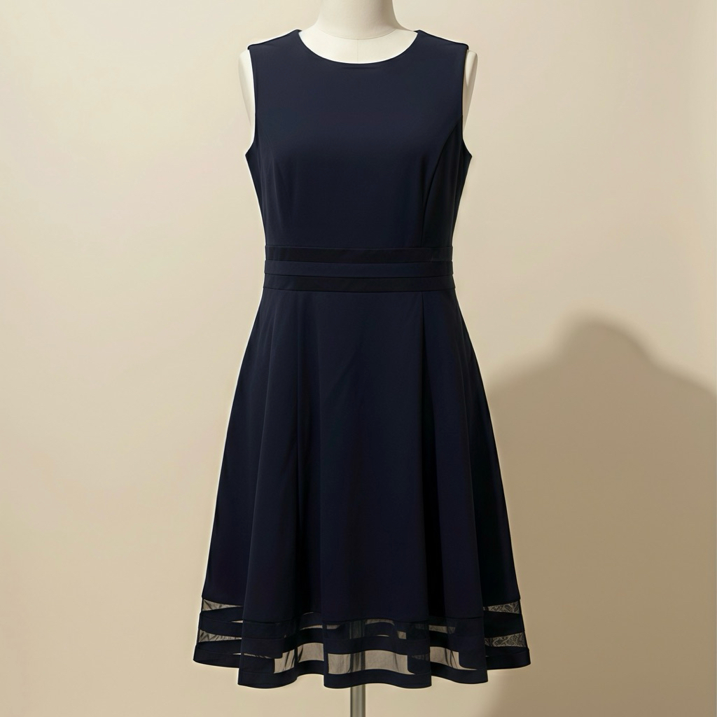 Sleeveless Dress Navy Party Dress Kutung
