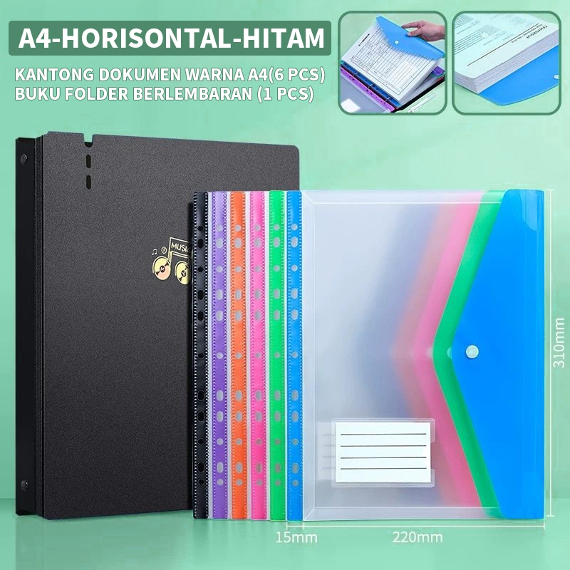 11 Hole Plastik Folder+kantong dokumen/Tas Map Plastik A4/Map File Dokumen