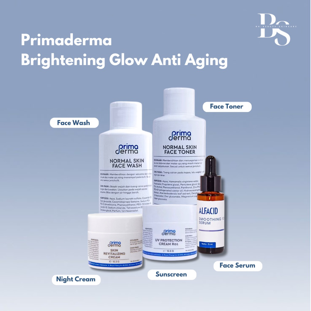 Paket Brightening Glow Anti Aging Primaderma Kusam Flek BPOM