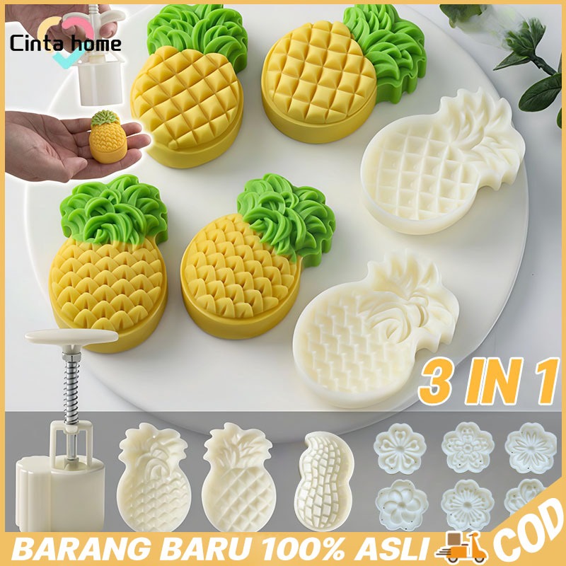 3 in 1 Cetakan Kue Bulan Kue Nanas Cetakan Bentuk Nanas Cetakan Kue Bulan Kue Cetakan Emboss Nanas C