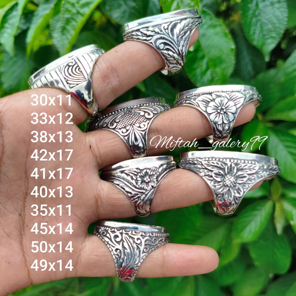 Emban ring cincin ukir alpaka pandan