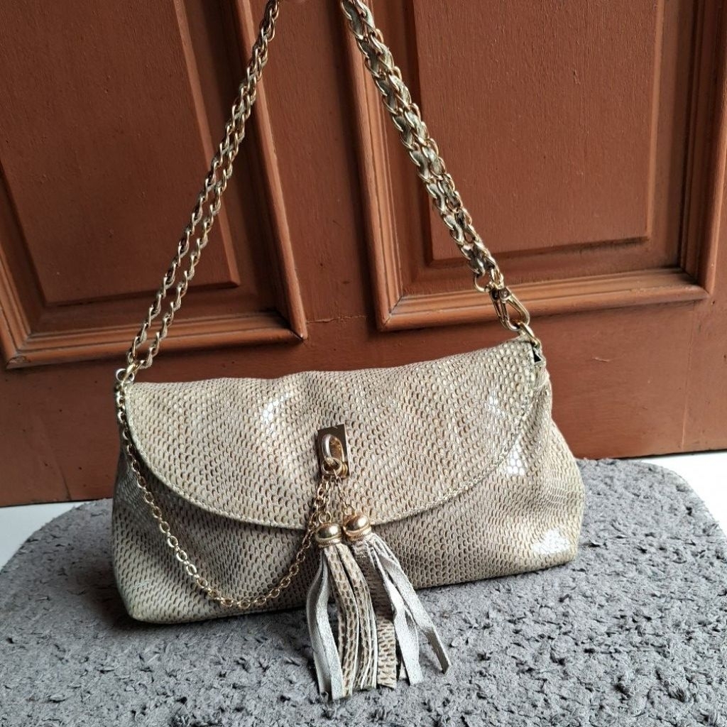 Sling Shoulder Bag Genuine Leather, Tas Pesta Kulit Sapi Asli