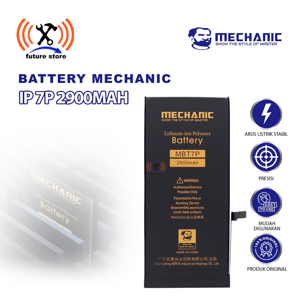BATERAI IPHONE 7 PLUS MECHANIC 2900MAH ORIGINAL - MECHANIC BATTERY IP 7P STANDART CAPACITY 2900MAH O