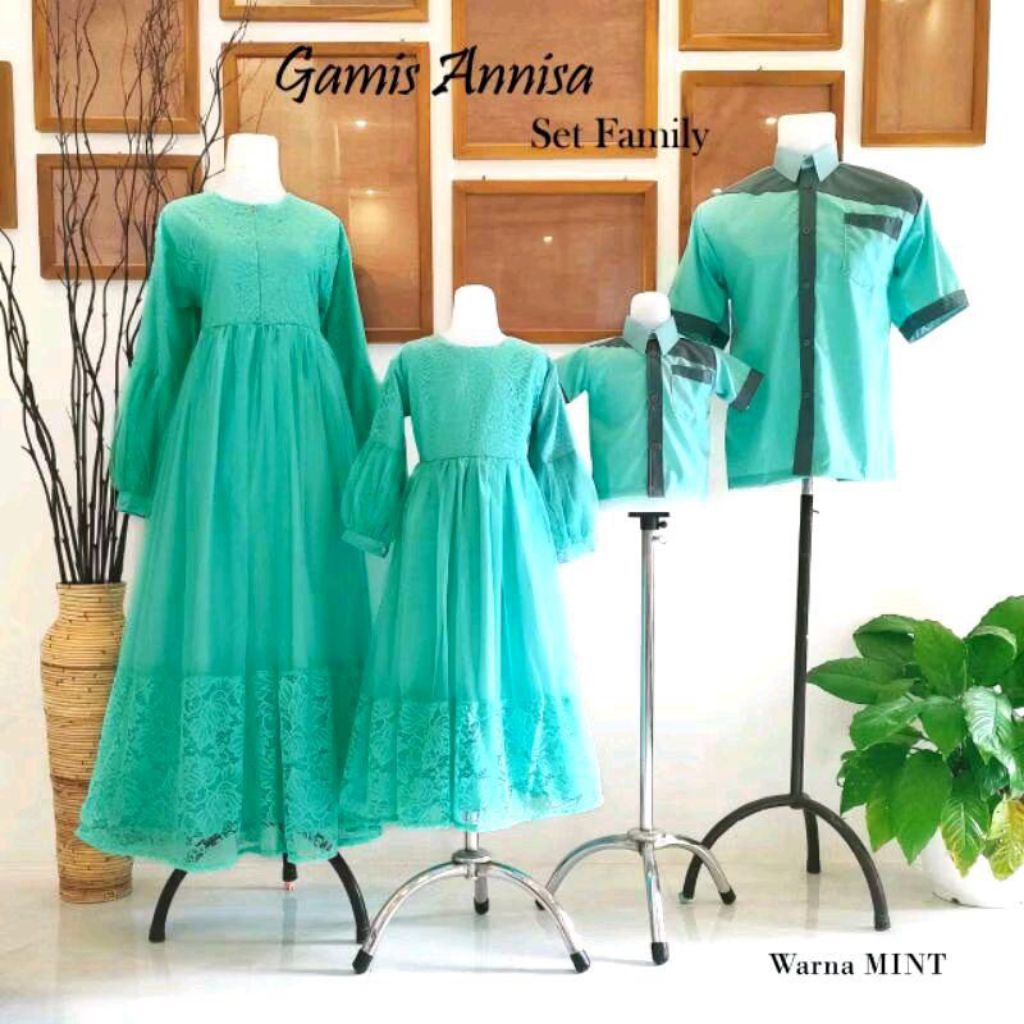 Annisa Baju lebaran couple family set keluarga ayah ibu anak gamis brokat furring katun toyobo mix t
