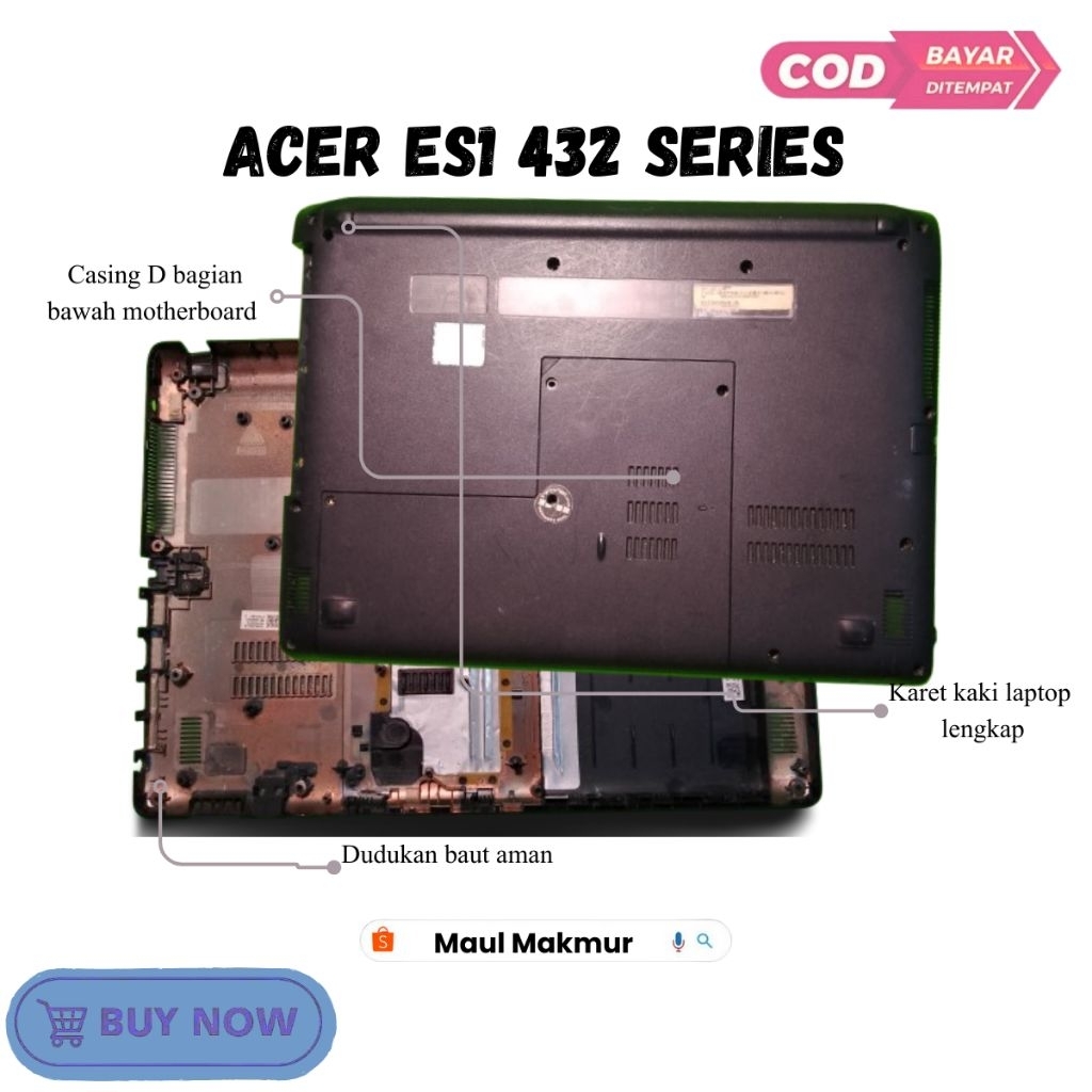 SECOND Casing Laptop Acer ES1 432  | Case D Bagian Bawah Motherboard Laptop