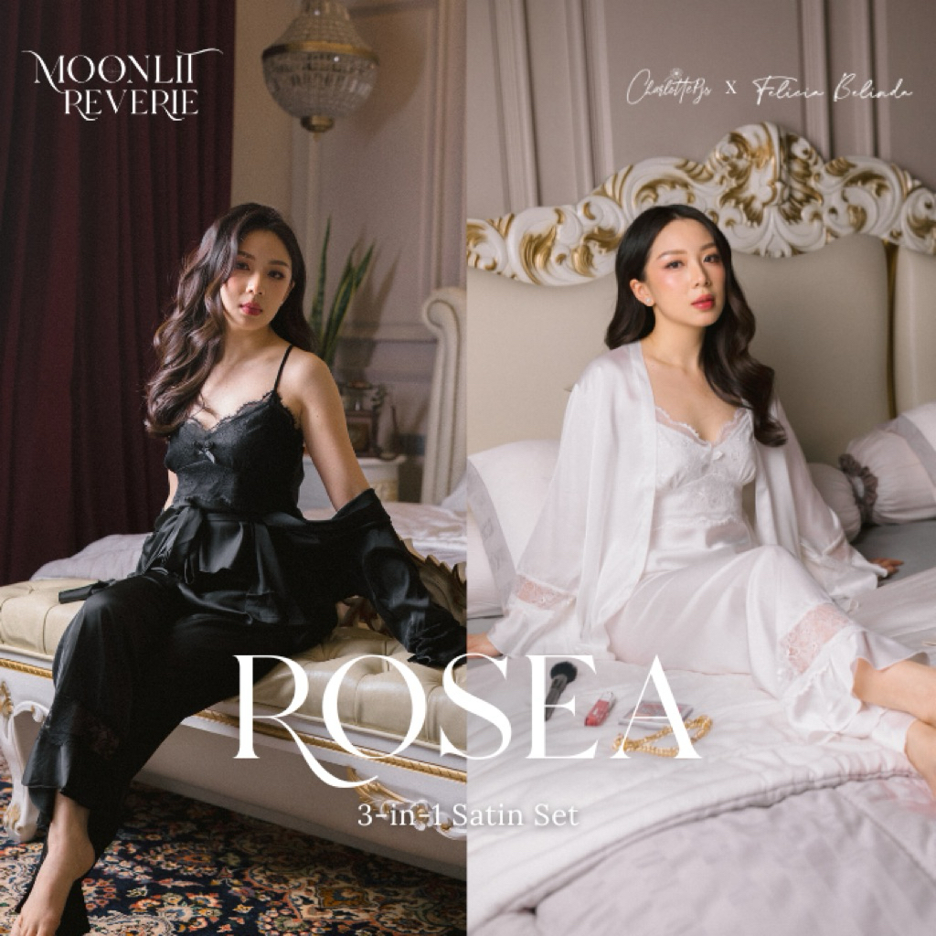 CHARLOTTE x FELICIA BELINDA - Rosea set piyama 3 in 1 satin premium tanktop outer celana panjang ses