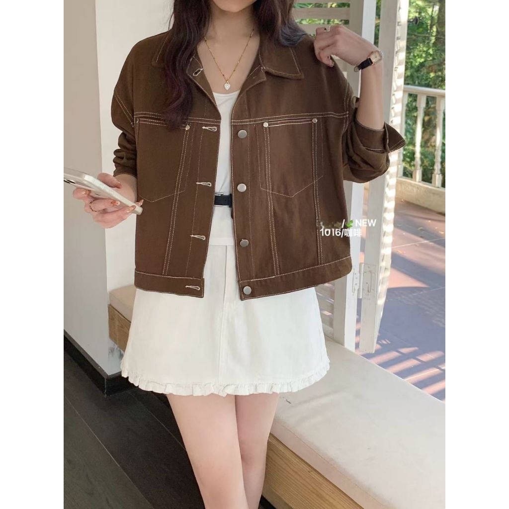 Kemeja Soft Jeans Tebal Crop Wanita / Kemeja Import Wanita / Jaket Soft Jeans Wanita Import