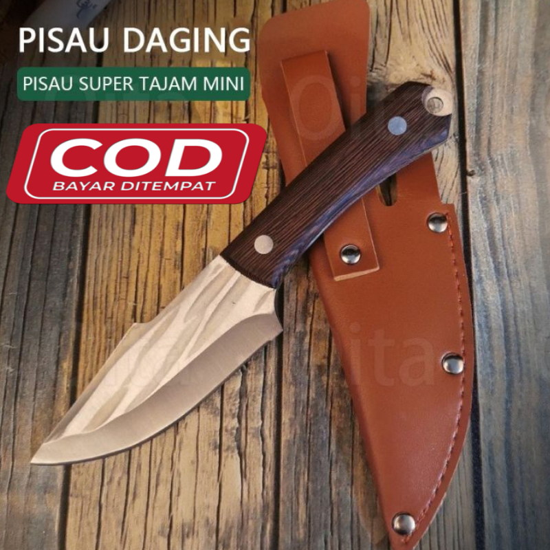 [ ASLI ] pisau survival + sarung pisau daging pisau jepang pisau tulang pisau dapur pisau camping pi