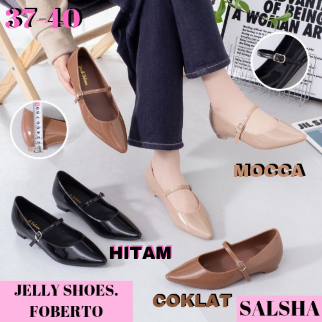 (COD)SPATU SEPATU JELLY SHOES JELLYSHOES PANSUS TALI GLOSSY CEWE CEWEK WANITA IMPOR IMPORT KOREA MUR