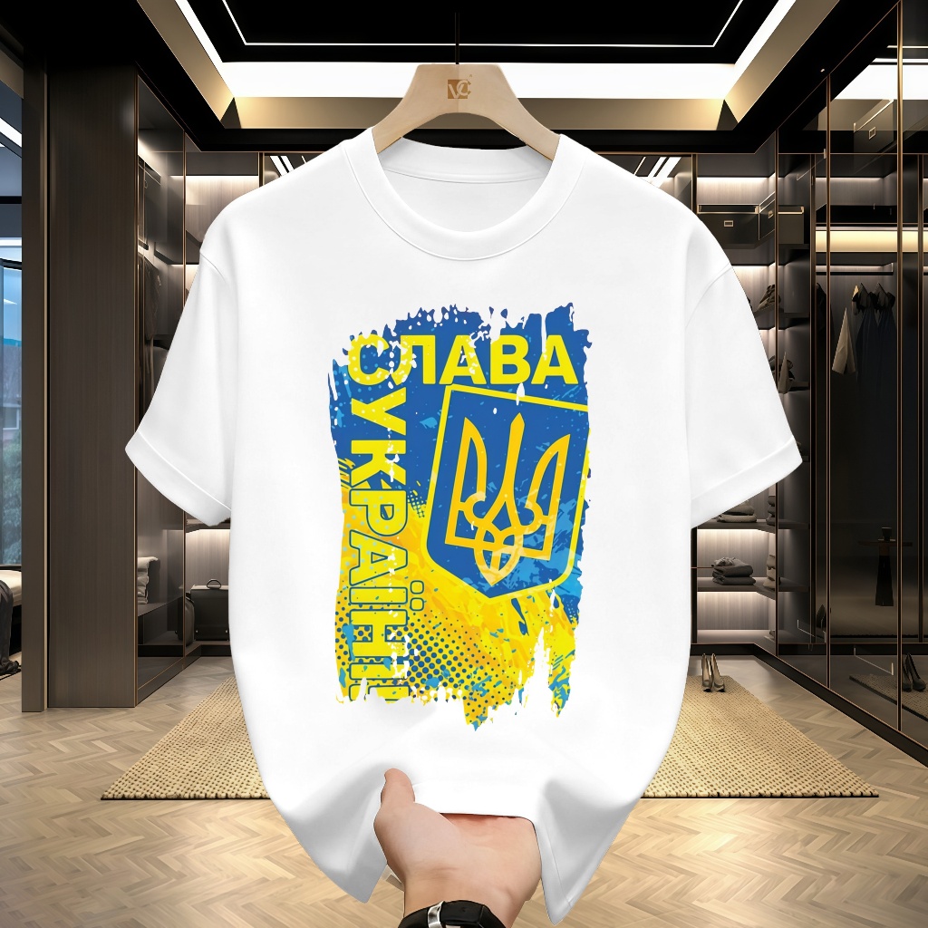 Bendera Ukraina Kemuliaan Bagi Ukraina Kaus Pria Ukraina Antik Longgar