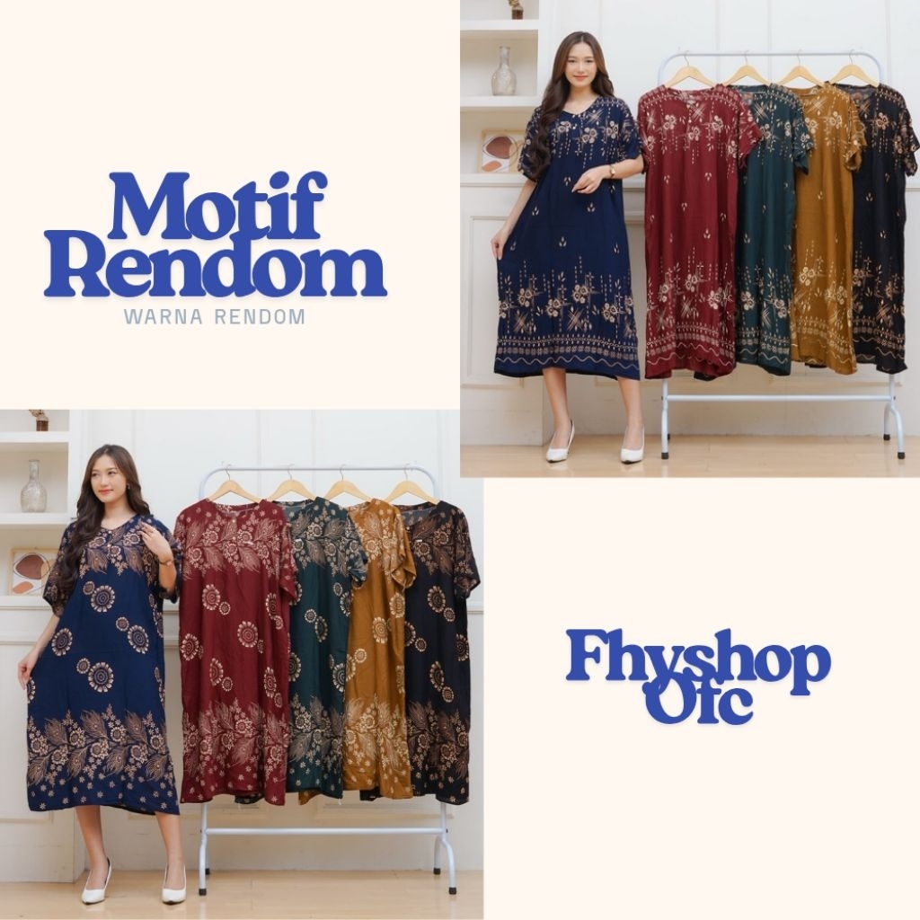 Daster 100 ribu dapat 3 Lengan Pedek - Daster Batik Jumbo - Daster Rayon Busui Frendly - Piyama Baju