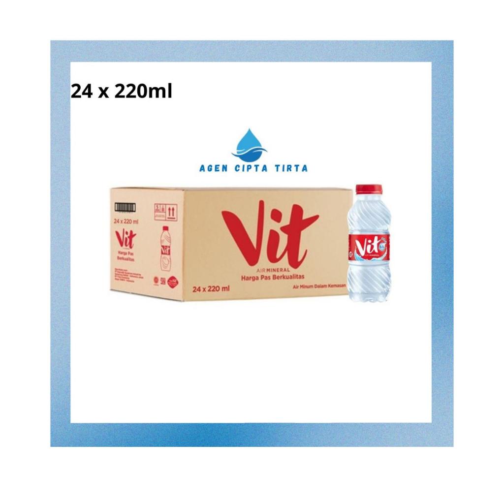 VIT Botol 220ml 1 Dus isi 24 Pcs Air Mineral VIT Botol Air Minum Ukuran Mini Cube VIT Original