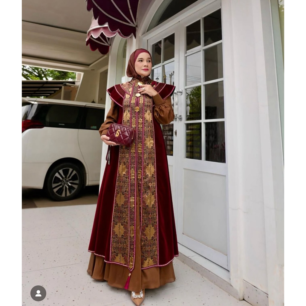 Gamis eles lina sukijo syari premium glamour eles syari set glamour