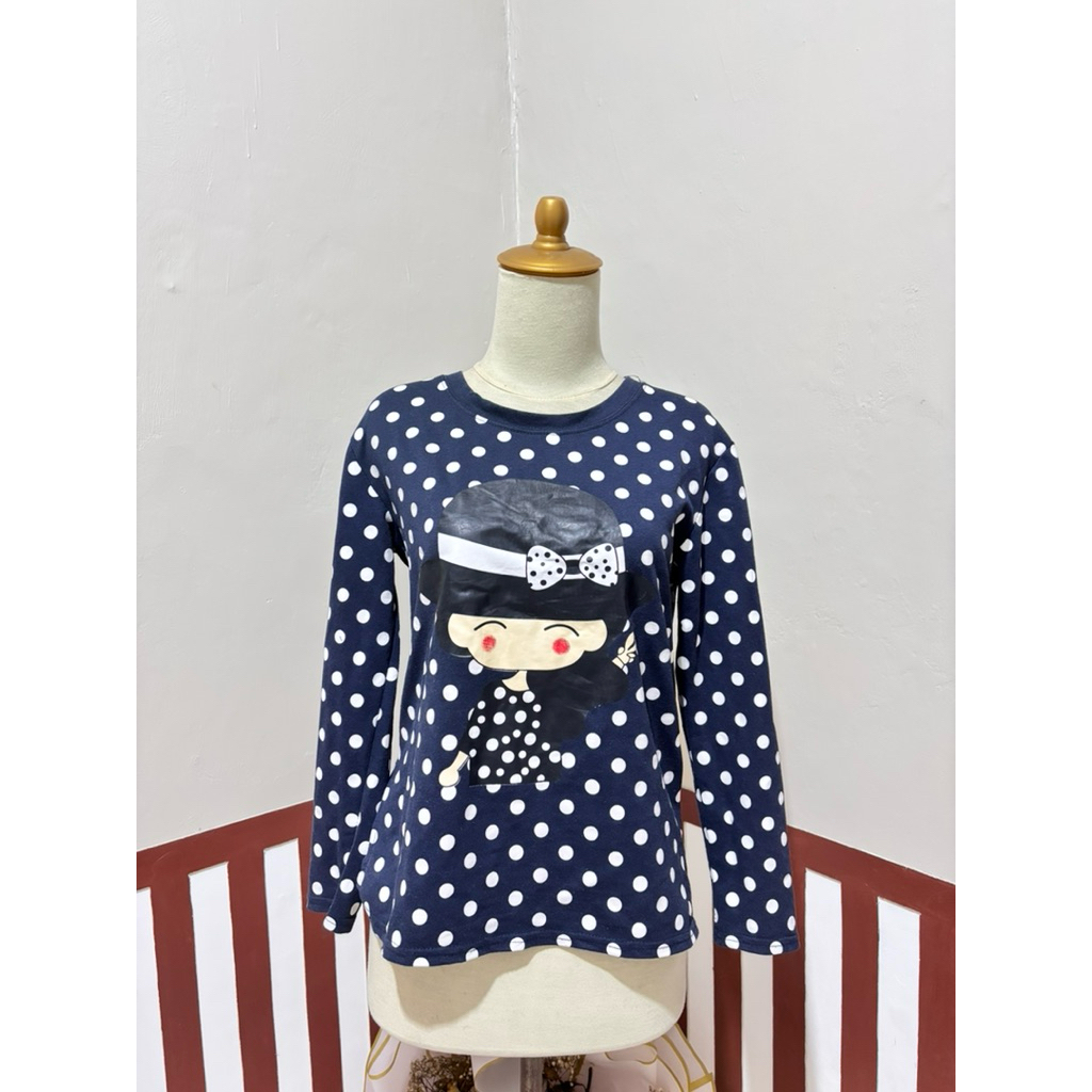 kaos atasan wanita motif polkadot