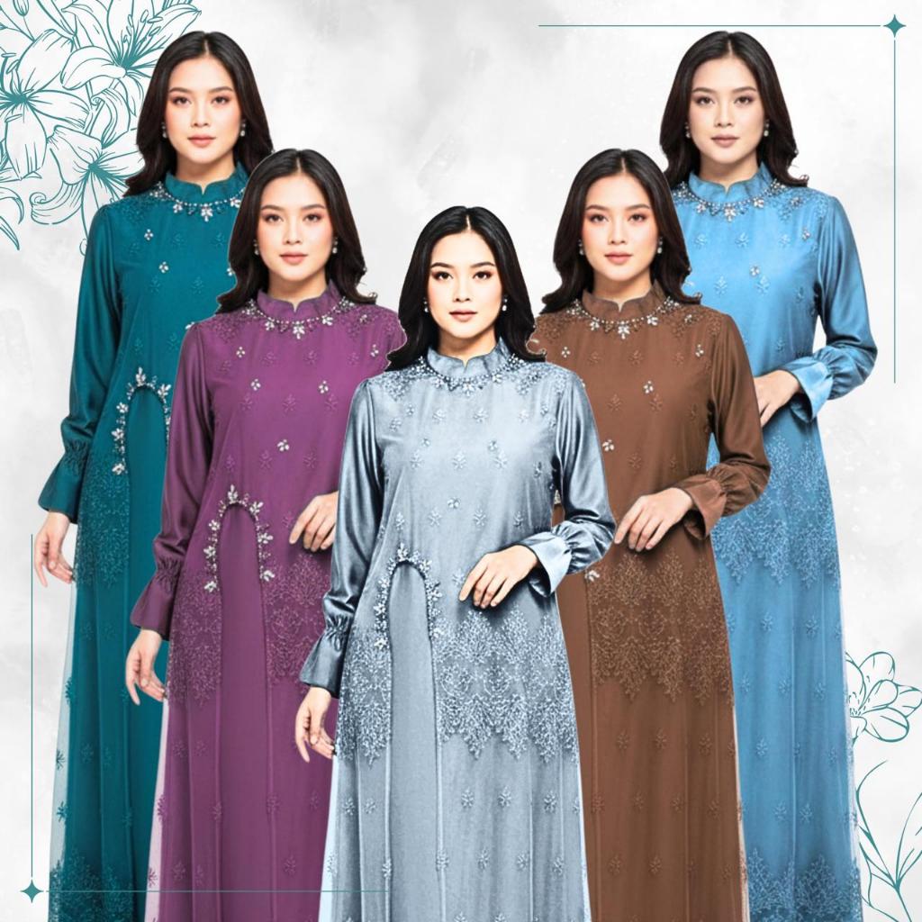Manda Dress Luxury Gamis Melayu Roberto Cavalli Brokat Bunga Batik Panjang Maxi Nan Anggun Eksklusif
