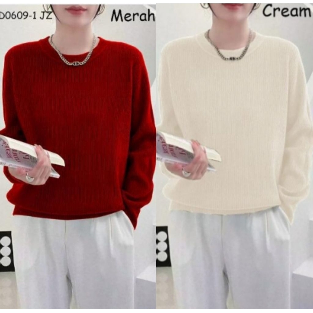 Atasan Blouse Rajut Wanita Tebal Import