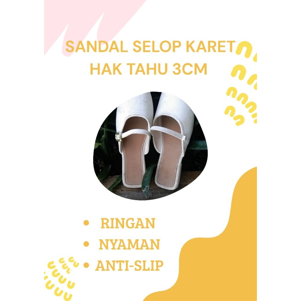 Sandal Selop wanita dengan hak tahu 3cm