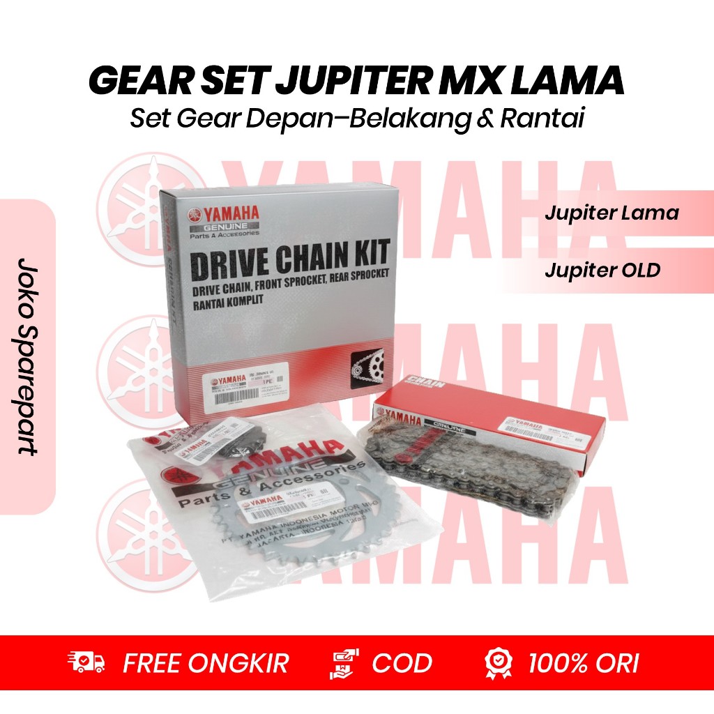 GEAR SET + RANTAI MOTOR JUPITER MX LAMA, & JUPITER MX OLD - GEAR SET ORIGINAL YAMAHA 1S7