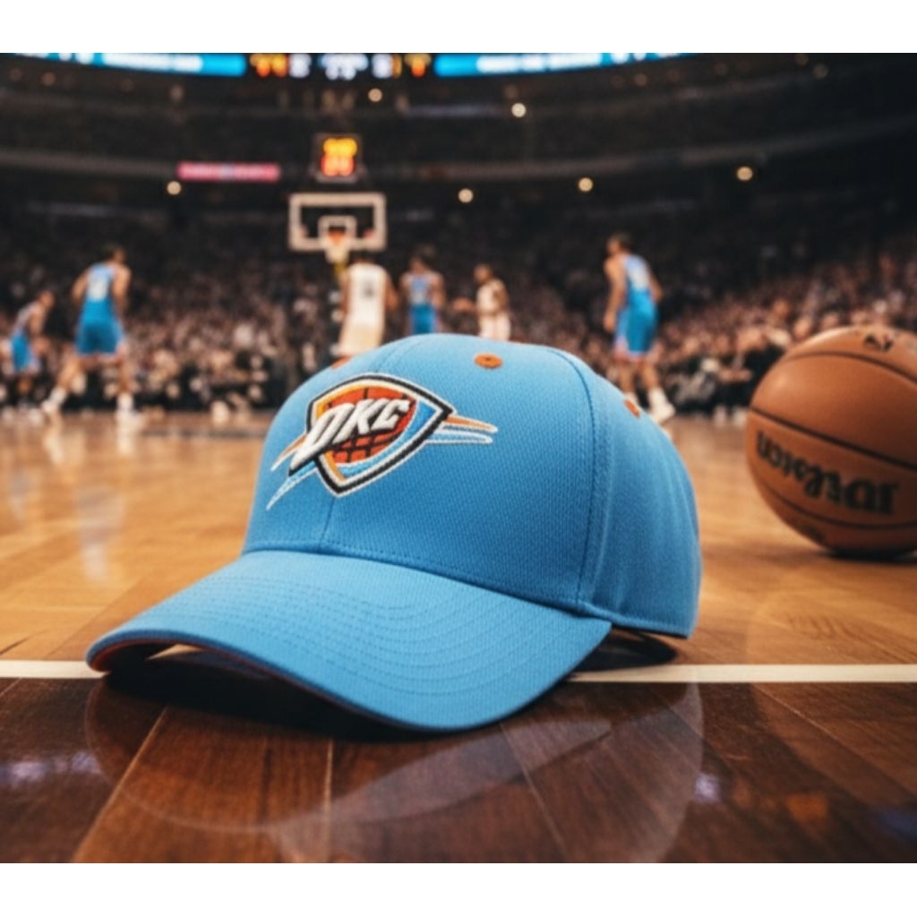 Topi Basketball Anak/Remaja OKC THUNDER NBA Fan Favorite Original Second Warna Biru