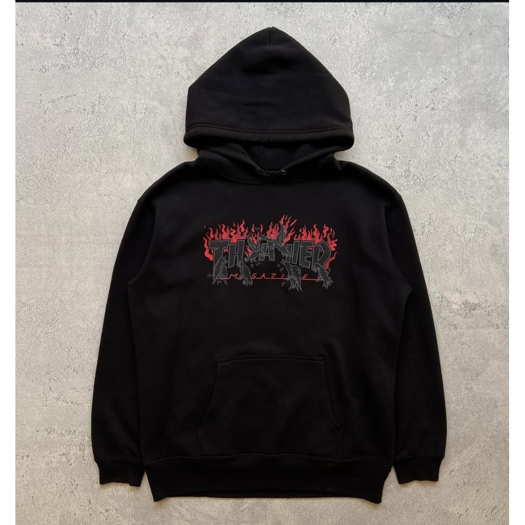 Hoodie thrasher full black unisex full tag jaket hoodie thrasher casual