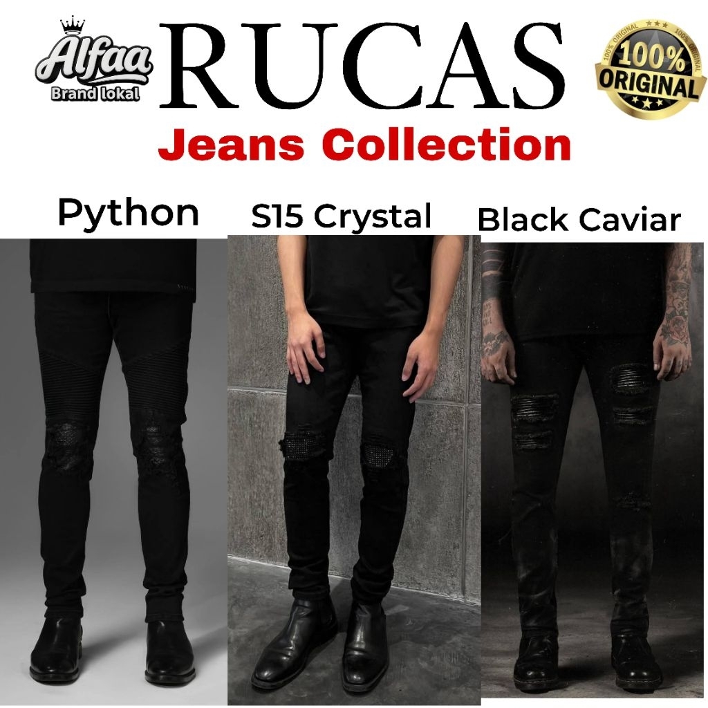 [100% ORIGINAL] Rucas leather Jeans crystal S8 S9 Phyton Black Caviar Hallowen