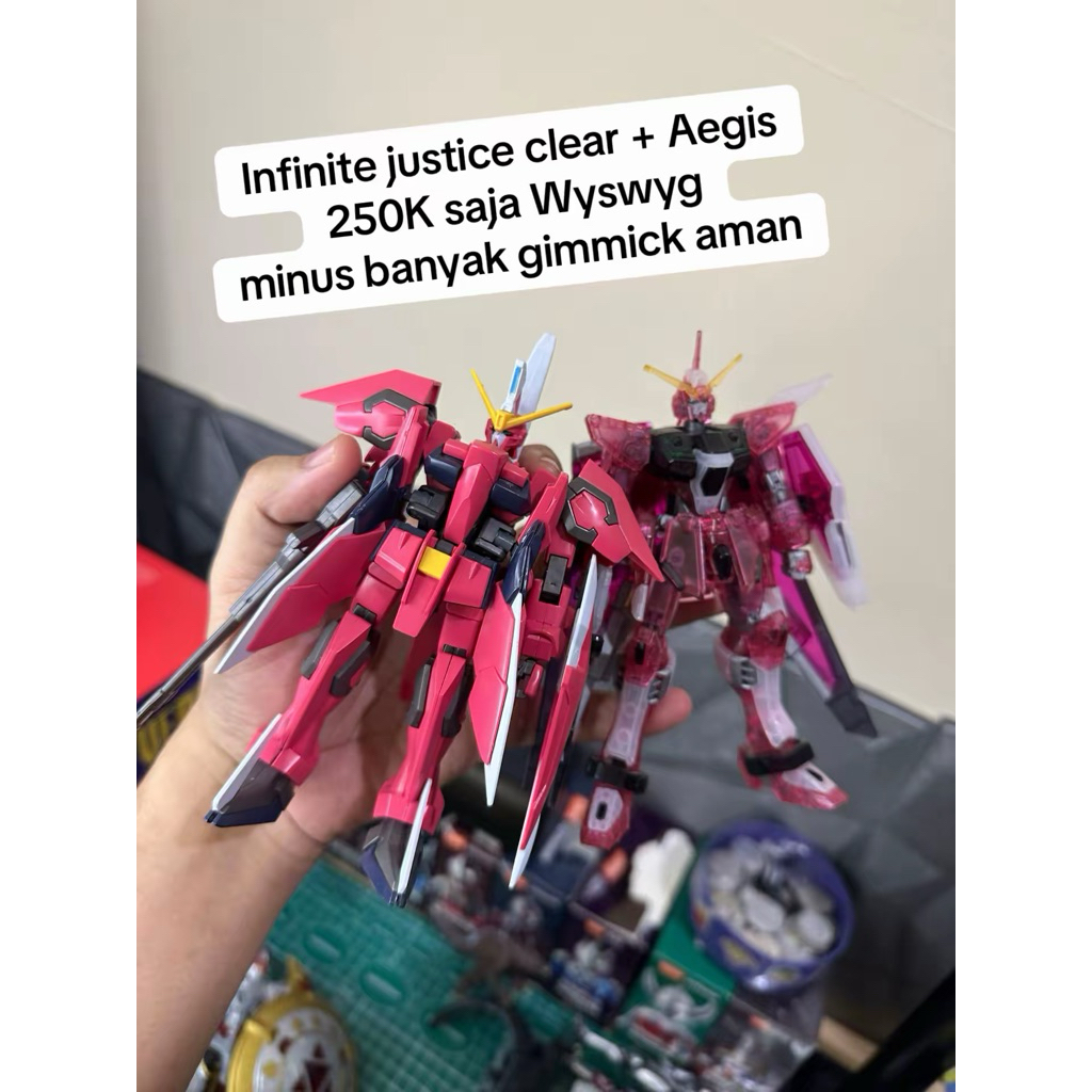 Paket Gundam HG Aegis dan HG Infinite Justice clear bandai