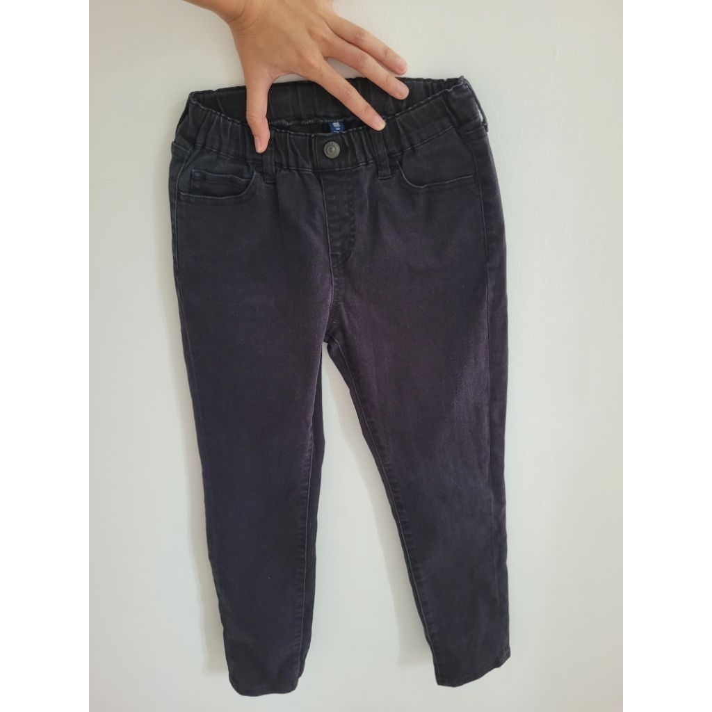 PRELOVED Uniqlo Original 100% Cotton Celana Panjang Anak Laki laki Black Hitam Long Pants Kids Boys 