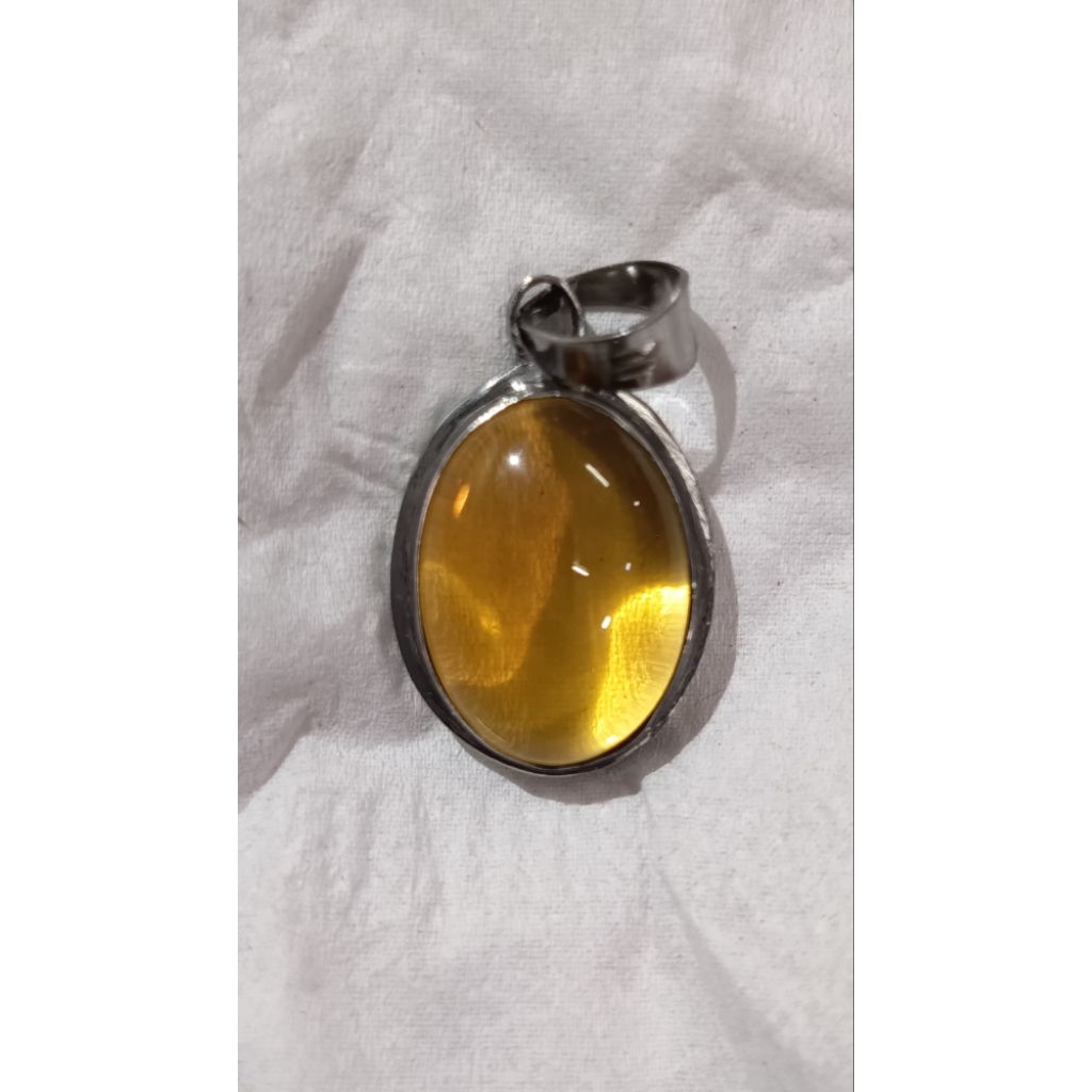 liontin batu yellow cyclop ring iketan stainles monel bonus kalung