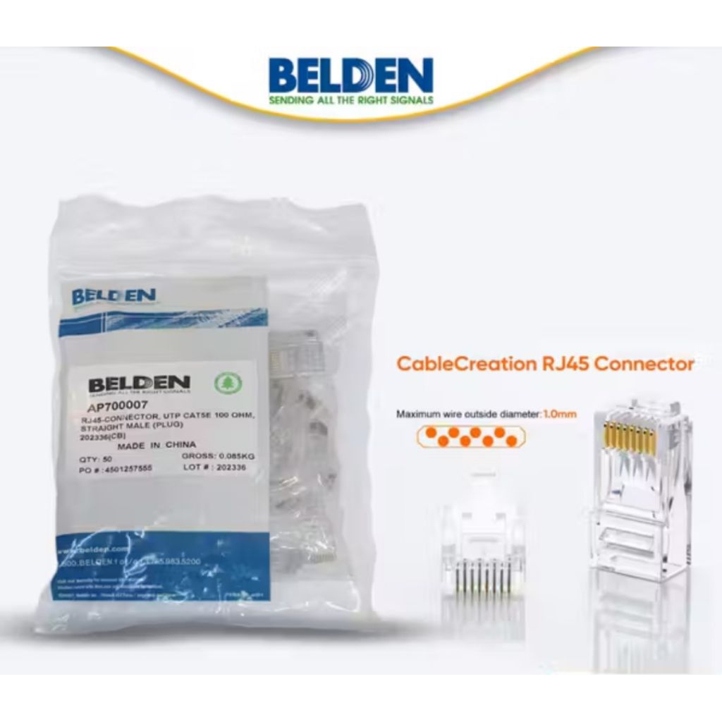 BELDEN CAT5 / BELDEN AP700007 Connector RJ45 Original Konektor Belden Cat5 Isi 50Pcs