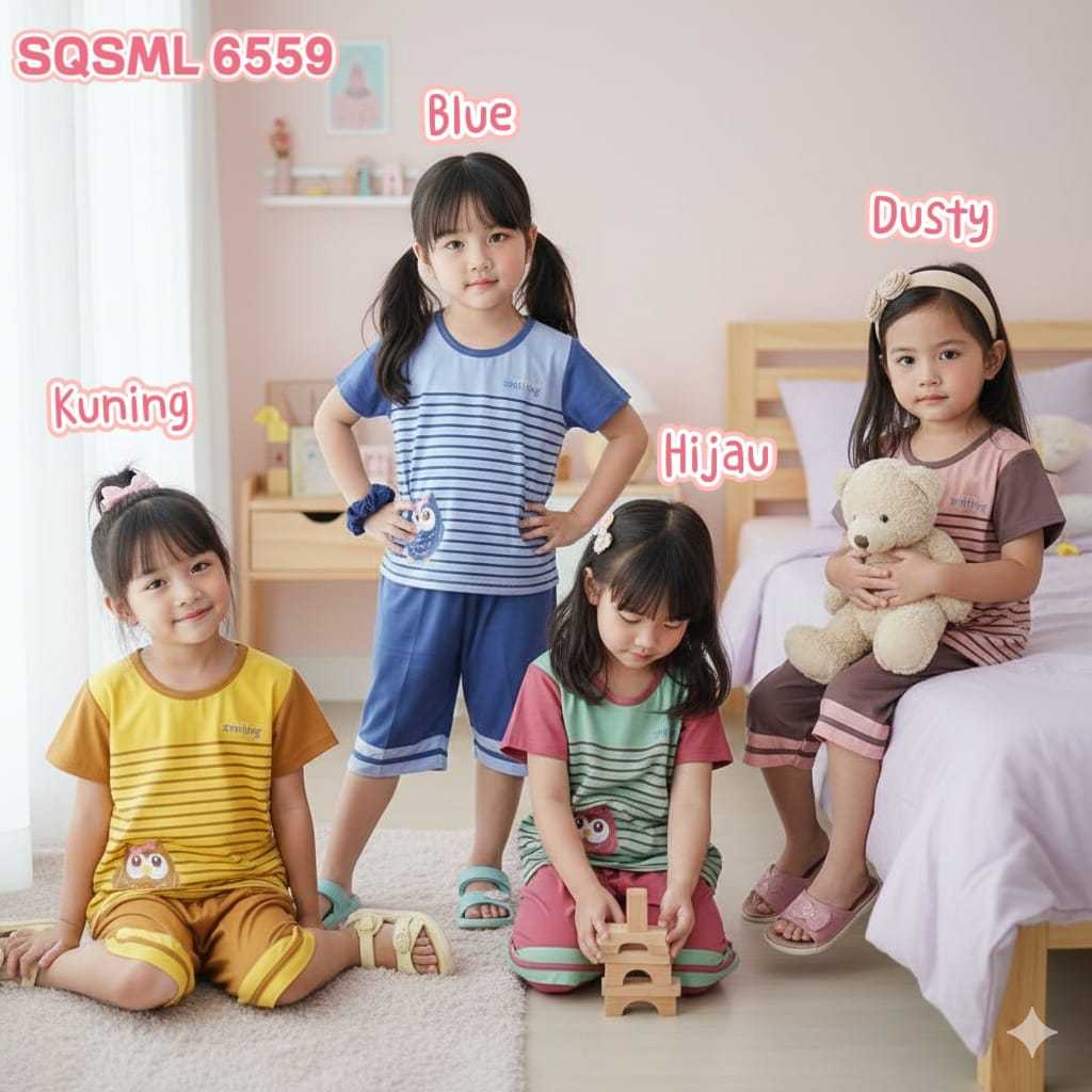 BAJU TIDUR 6559 BABYDOLL AMRO ANAK CELANA PENDEK SML