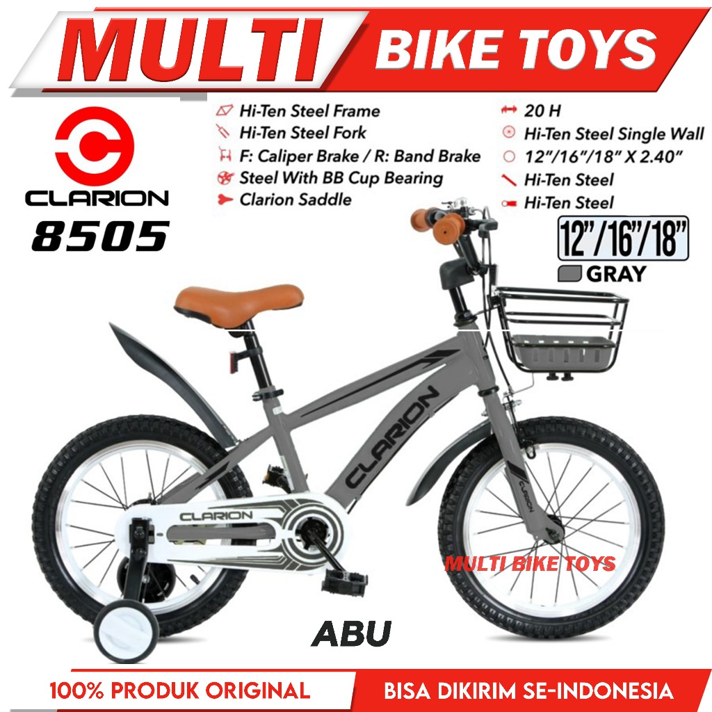 Sepeda Anak Laki dan Perempuan BMX Mini Ukuran 12 16 18 Inch CLARION 8505 Keranjang