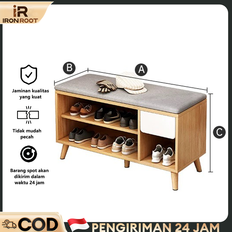 IRONROOT Rak Sepatu Kayu Lemari Sepatu Tertutup Lemari Sepatu Minimalis Rak Sepatu Sofa Lemari Sepat