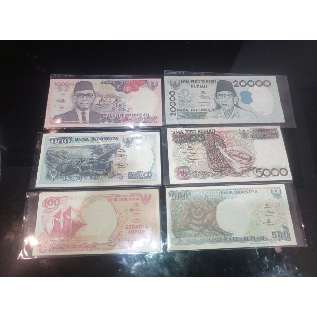 uang kertas kuno 100 - 20rb bekas edar