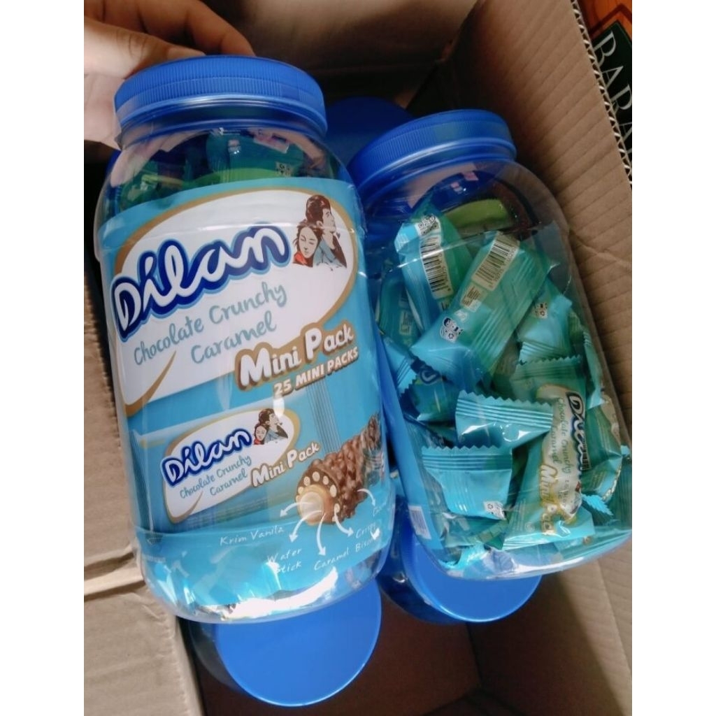 [KARTON 8 TOPLES] Dilan Toples Mini Pack isi 25 - Cemilan Coklat Kriuk 25 pcs kemasan toples