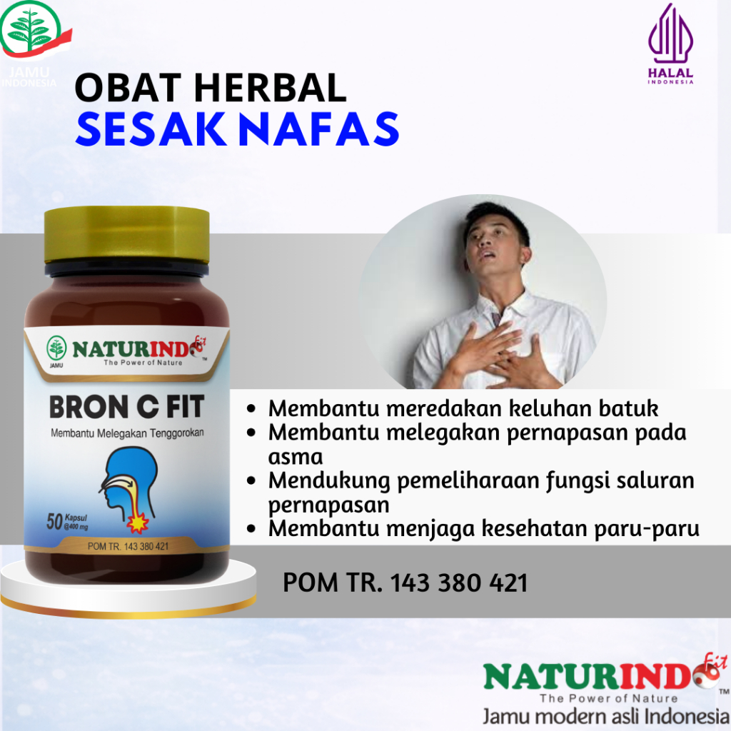 BRON C FIT - Obat sesak nafas batuk asma ibu anak gurah berdahak pilek tbc paru paru kering kapsul h