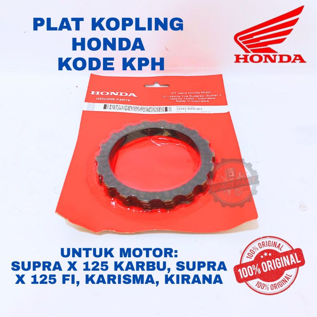 PLAT KOPLING ORIGINAL HONDA KODE KPH SUPRA, PLAT KOPLING SUPRA X 125 KARBU, SUPRA FI 125, KARISMA, K