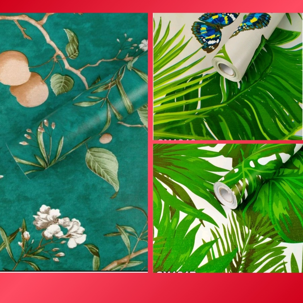 WALLPAPER MALL - Wallpaper Dinding Ruang Tamu Motif Daun Wallpaper Dinding Ruang Tamu Daun Hijau Wal