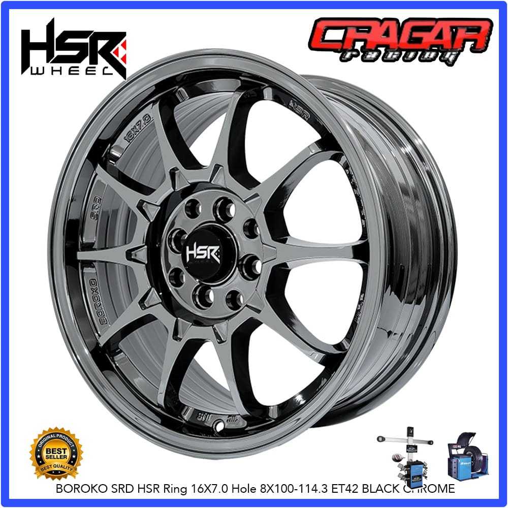 Velg Mobil R16 Ring 16 Lubang 4 Black Chrome Untuk Jazz Brio City Vios Yaris Dll - Hsr Boroko Srd