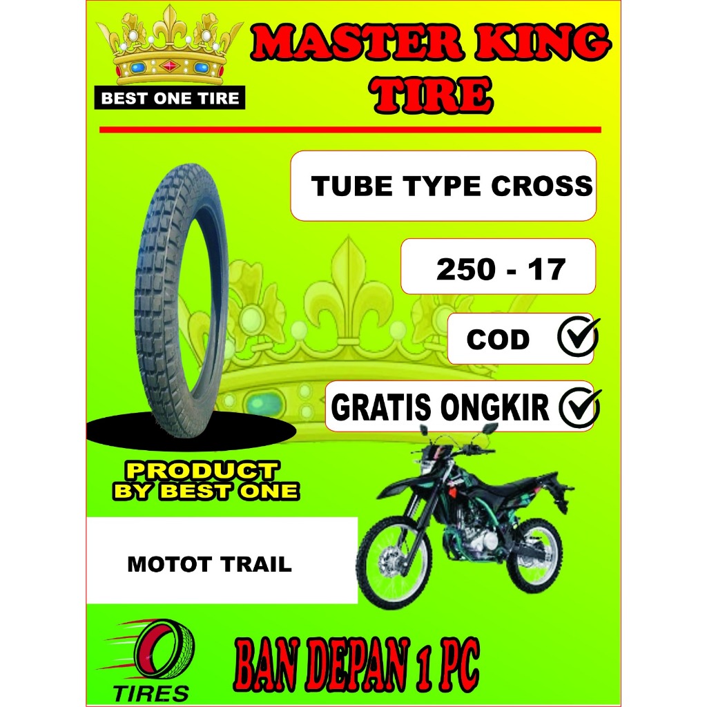 (X-CROSS R17) Ban Motor Ring 17 X-Cross Trail Tahu Kros Ukuran 250-17 Depan, 275-17 Belakang
