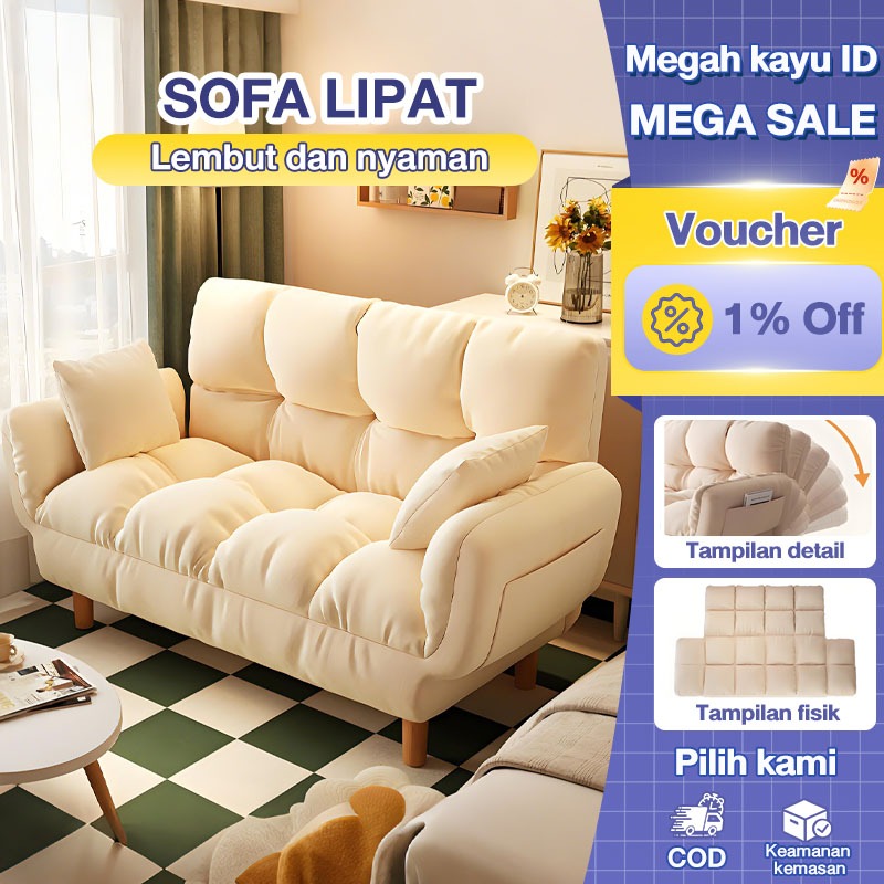 Sofa Bed Lipat Sofa Minimalis Modern Kualitas Premium Fabric Lembut Anti Air Mudah Dibersihkan