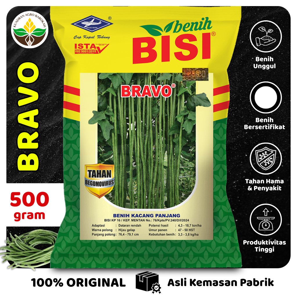BRAVO Benih Kacang Panjang 500 gr - BISI Cap Kapal Terbang