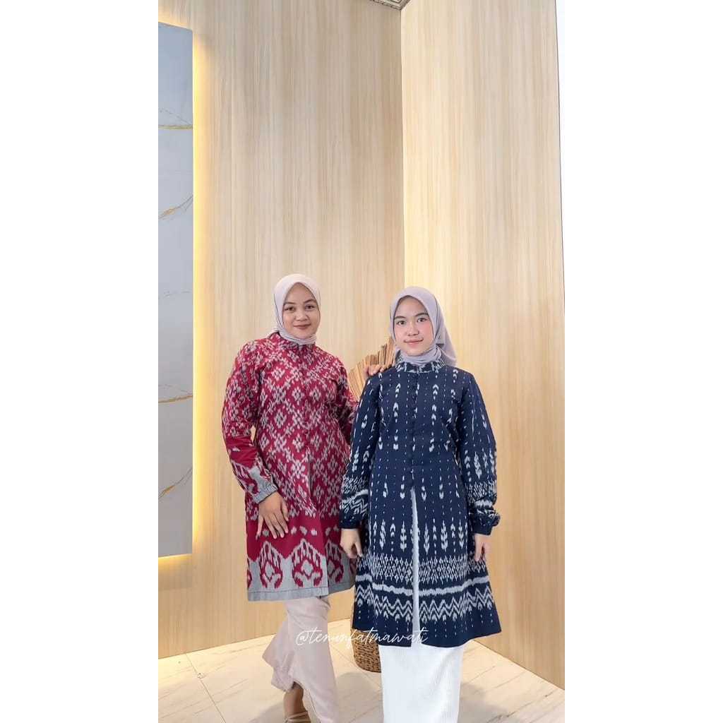 ATASAN TUNIK WANITA TENUN MODERN OUTFIT KONDANGAN LEBARAN KEKINIAN