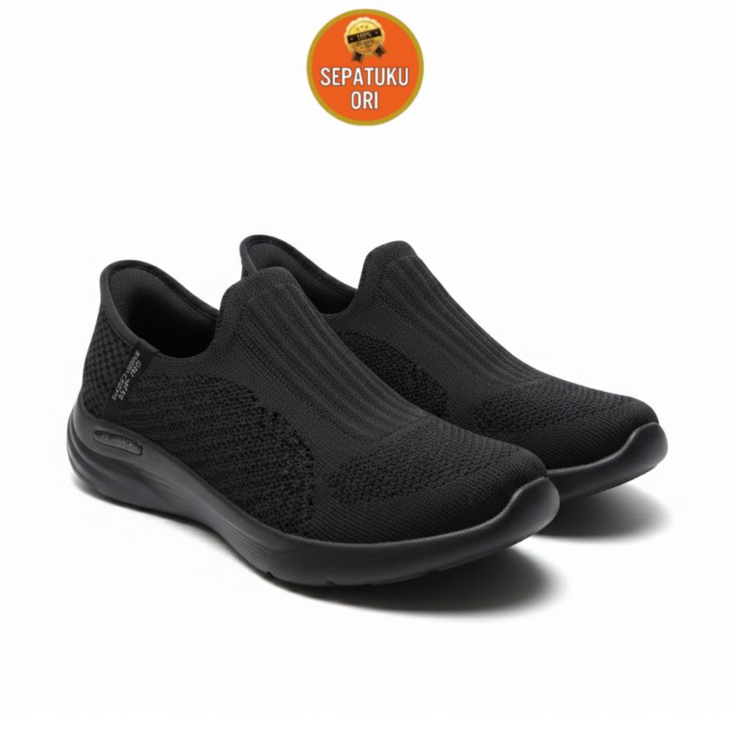 SEPATU WANITA (36/23cm) SKECHERS RELAXED FIT SPORT BLACK NEW ORI BNIB 150354/BBK