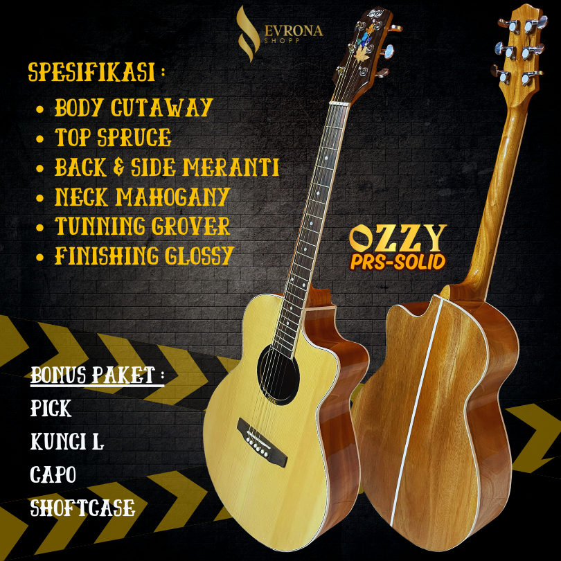 Gitar PRS Akustik Body Solid Mahoni Neck Utuh Top Spruce