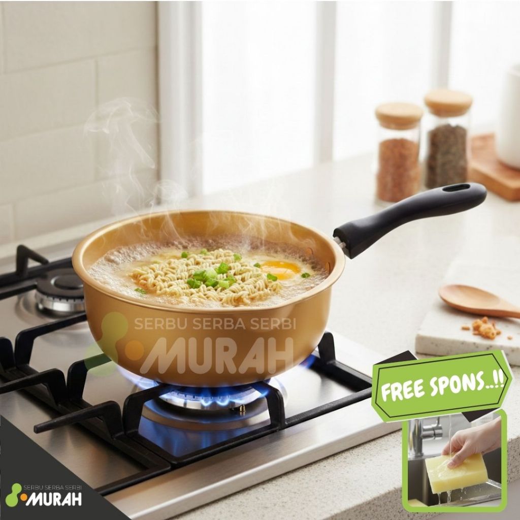 SERBU MURAH - Panci Mie 18 cm + FREE SPONS CUCI PIRING - Panci Mie Gold // Pink  - Panci Mie / Panci
