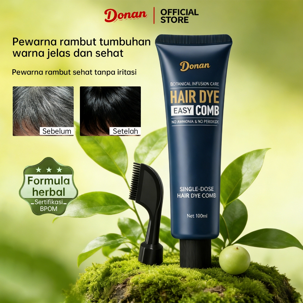 Donan cat rambut sisir Pewarna Rambut Hitam Herbal Semir Rambut shampoo warna Tanpa Bleaching Hair C