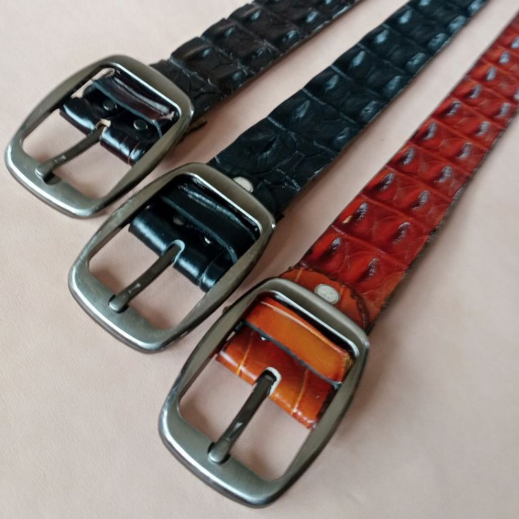 Sabuk tali Ikat Pinggang Pria Kulit Buaya Asli Gesper Kulit Buaya Pria Belt Kulit Buaya