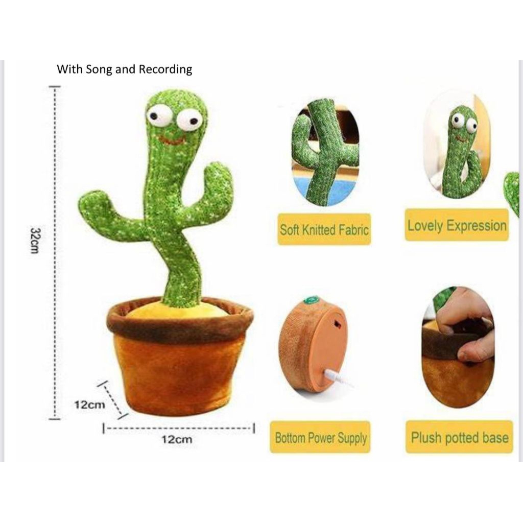 mainan anak kaktus goyang bisa berbicara